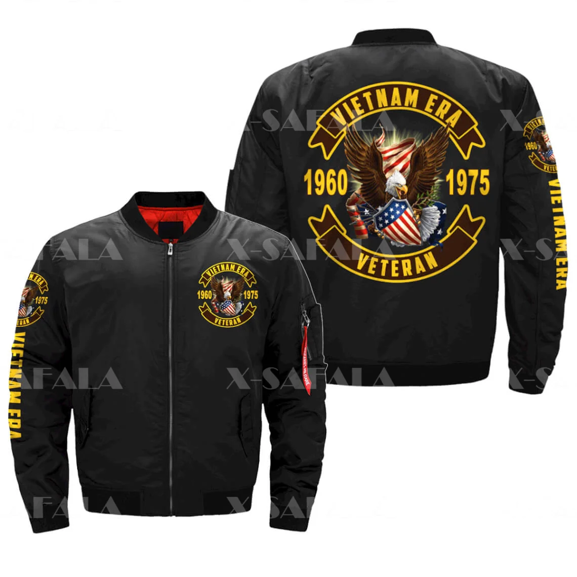 VIETNAM ERA VETERAN OF AMERICA  Mens Unisex 3D Bomber Print Zipper Flight Jacket Casual Harajuku Women Streetwear Thick Coats