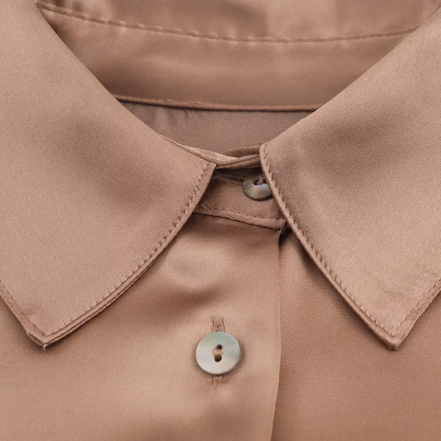 Women Spring Autumn Satin Texture Long Sleeve Shirt Female Single Button Solid Simple Style Lady Business Commuting Shirt Top