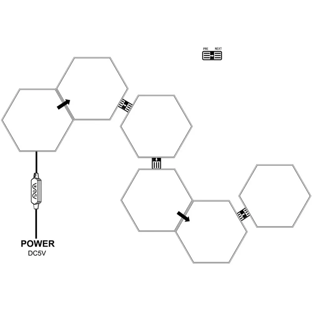 WIFI RGB LED Quantum Lamp Hexagon LED Night Light 5V USB DIY Game Wall Lamp For Home Decoration Atmosphere Lamps