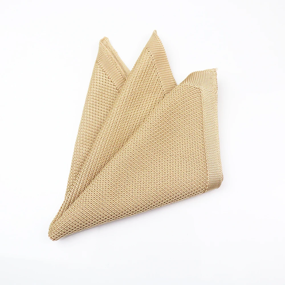 2025 Winter Design Mens Knitted Pocket Square Khaki White Solid Color Handkerchief Wedding Groom Suit Accessories Daily Hanky