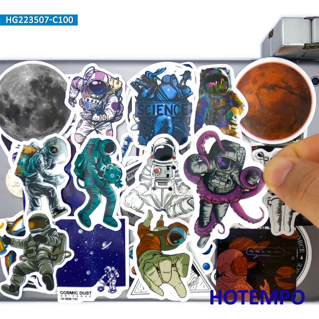 

50/100PCS Funny Spaceman Universe Travel Retro Astronaut Waterproof Stickers for Laptop Phone Helmet Motorcycle Bike Car Sticker