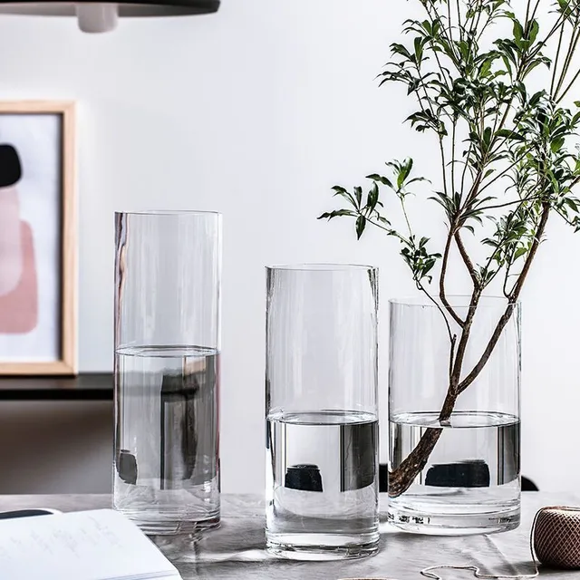 Piante idroponiche Vaso da fioriera in vetro da tavolo Vaso in vetro Cilindro trasparente Vaso da fiori Camera da letto Decorazione domestica da tavolo 4