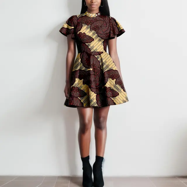 Amina Flare Sleeve Print Dress