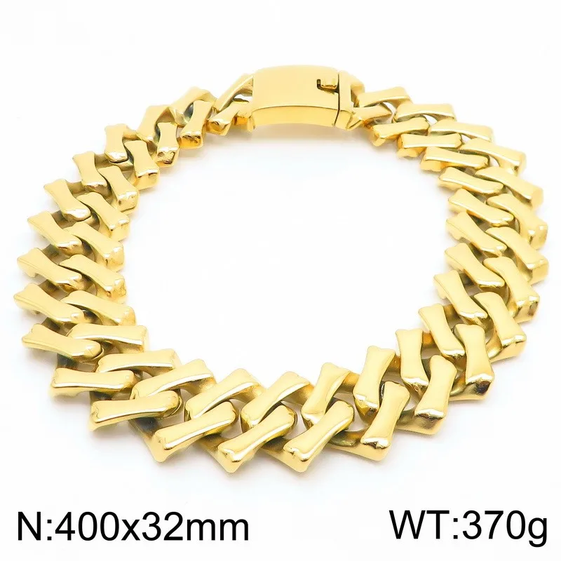 HAOYI Trendy Lager Halsband für Männer Frauen Punk Edelstahl Kubanische Kette Halskette Glänzende Gold Farbe Schmuck Personalisierte Geschenk – Detail 14