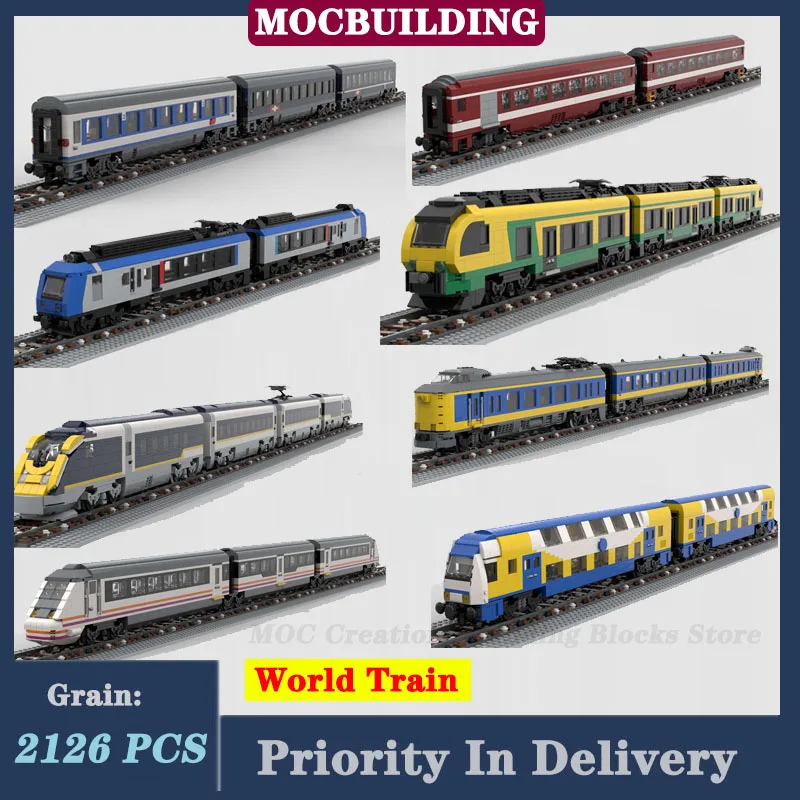 Moc City 220 Classe Diesel Train Etr Model Building Block Assembly Set Veicolo Di Trasporto Locomotiva Bilayer Train Intercity Train