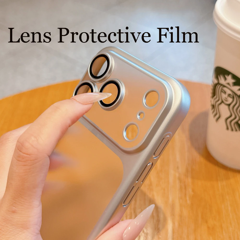 Electroplating Matte Case with Large Window and Lens Film - Ultra Thin Transparent Hard Cover