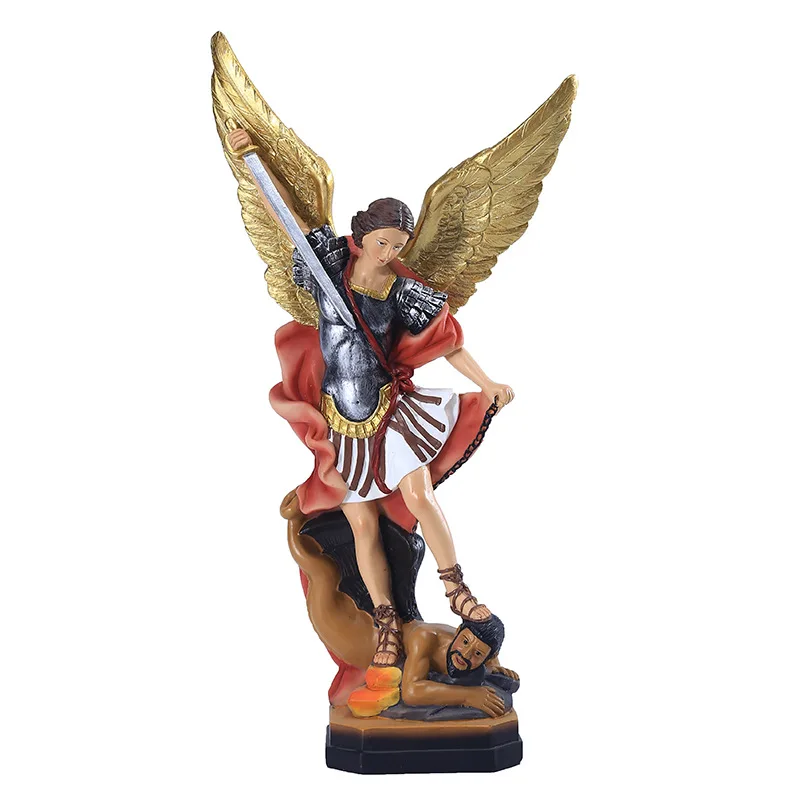 New Saint Angel Saint Michel Et Le Dragon Statue Figure Decoration Home Decoration Resin Crafts Gifts 1PC for christian statue,home decor items