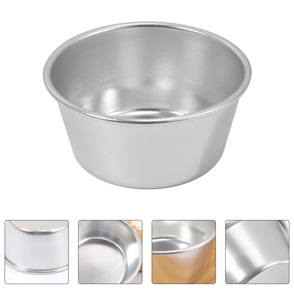 

6pcs Pudding Bowls Carbon Steel Cups Dessert Bowls for Home Bakery (Silver)
