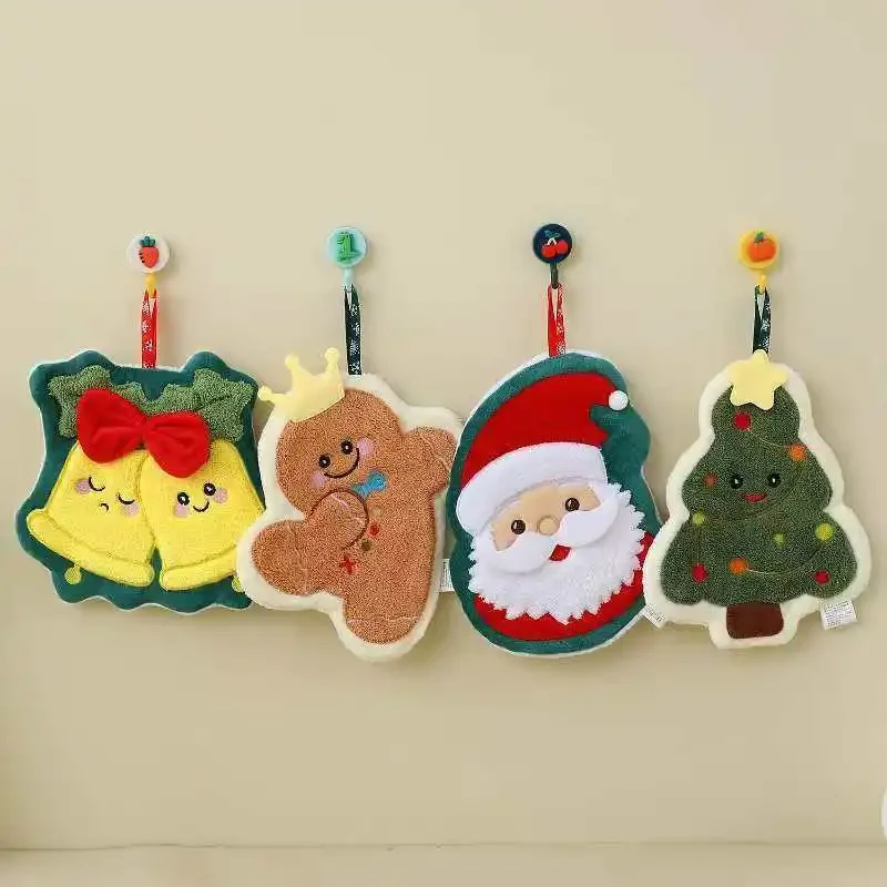 Coral Fleece Christmas Hand Towel Cleaning Microfiber Cloth Wipe Cloth Absorbent Quick-drying Bathroom Kitchen Towel Tools