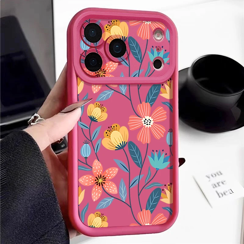 Vibrant Floral Silicone Shockproof Phone Case