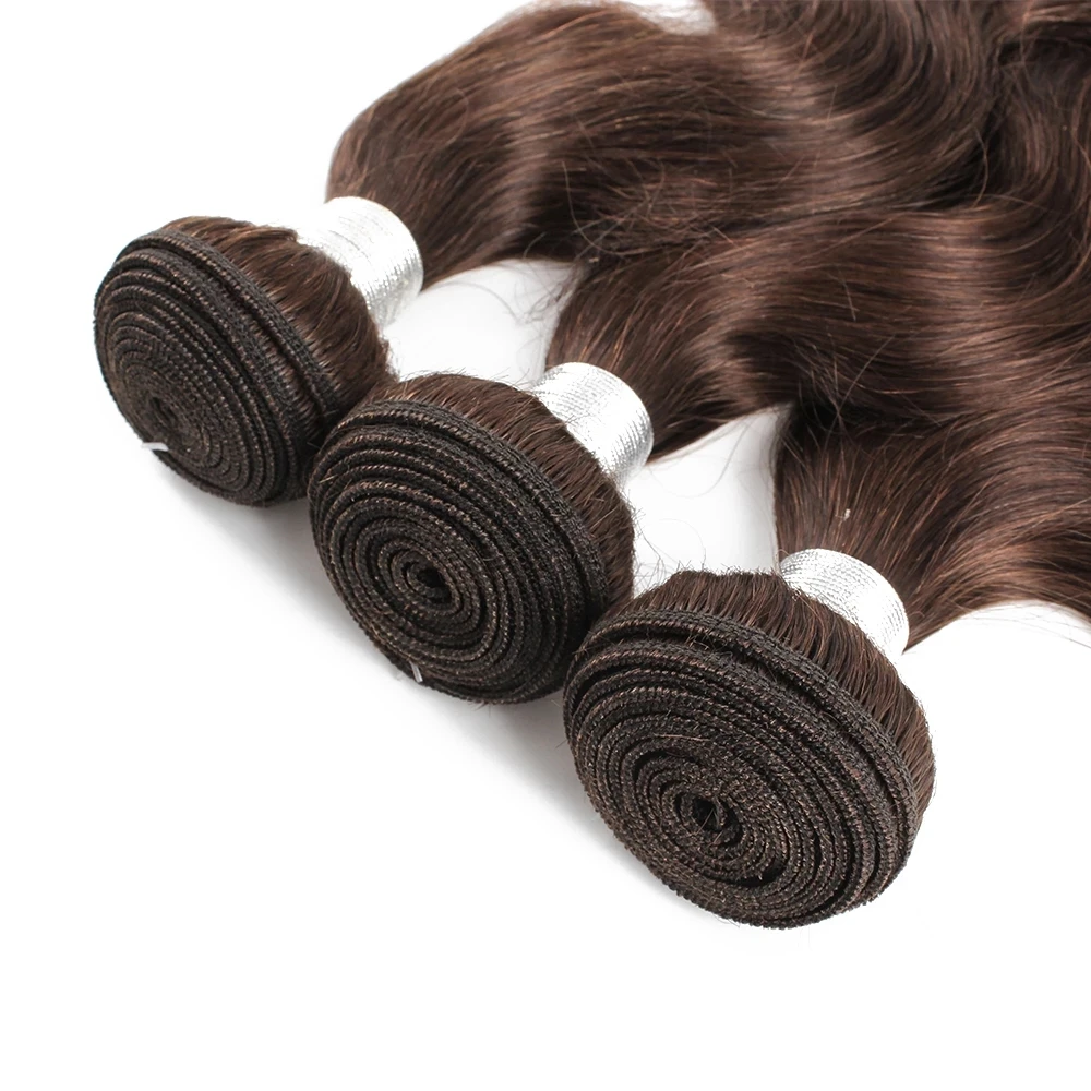 Pre Colored Body Wave Human Hair Bundles 30 Inch Brazilian Hair Weave Bundles Deals Chocolate Brown Human Hair Extensions images - 6