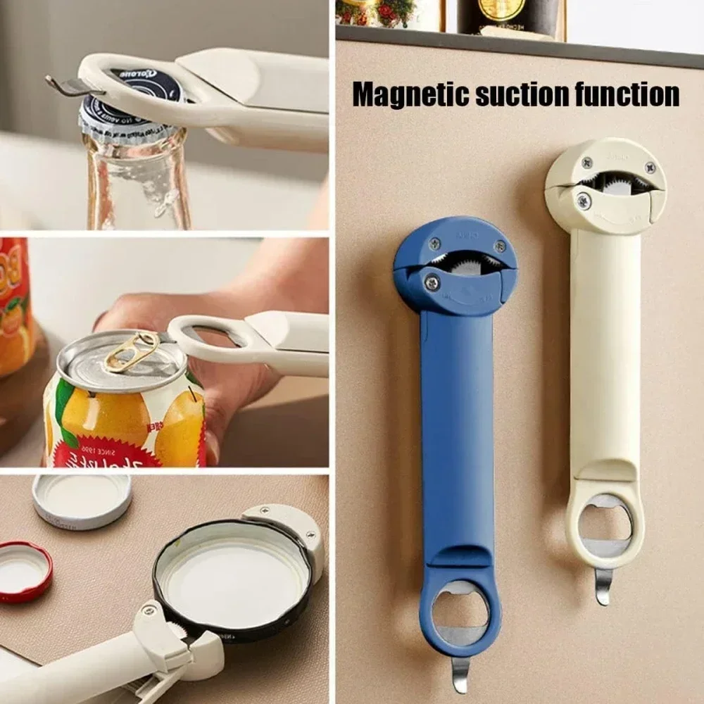 1pc Multifunctional Bottle Opener Stainless Steel Lid Opener Diam 2.5-9.5cm Adjustable WineBeer Can Opener Kitchen Tools 3