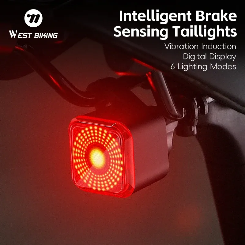 WEST BIKING Bike Tail Light MTB Road Bike Rear Light lP55 Waterproof LED Charging Taillight Warning Light Cycling Accessories