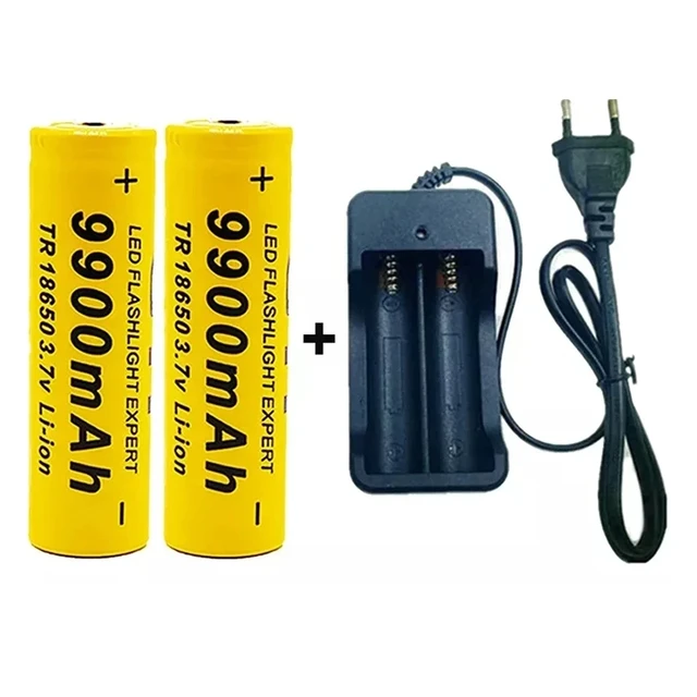 Batería recargable de iones de litio para lámpara de bolsillo, pila de 18650  V, 3,7, 18650 Mah de capacidad, cargador, 9900 - AliExpress