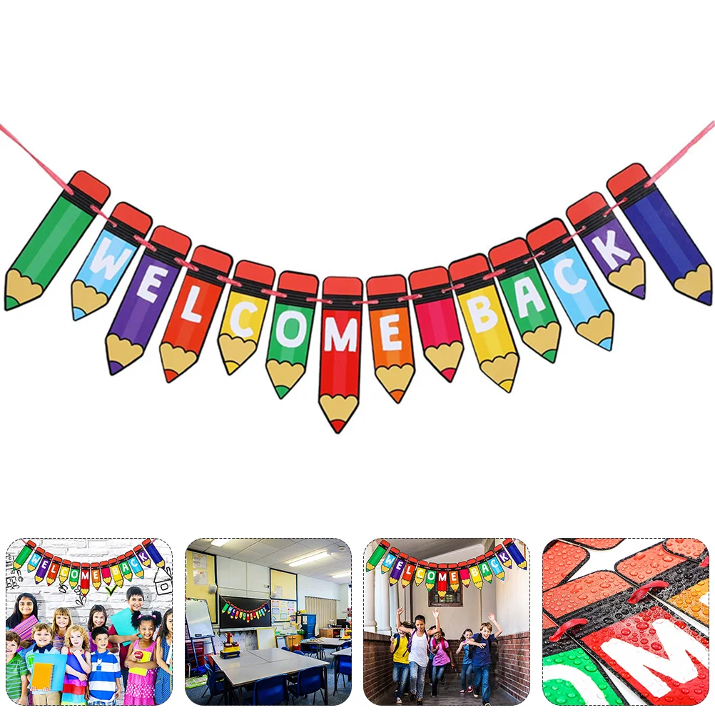 

Welcome Back to School Decoration Back-to-School Season Hanging Flag Garland Flags Decorations