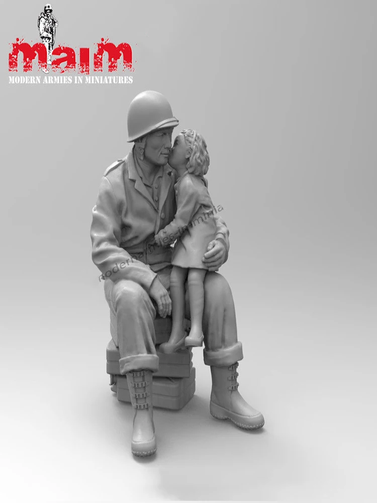 

New Unassembled 1/16 Kiss - US soldier with Girl On His Knees Resin Kit DIY Toys Unpainted resin model