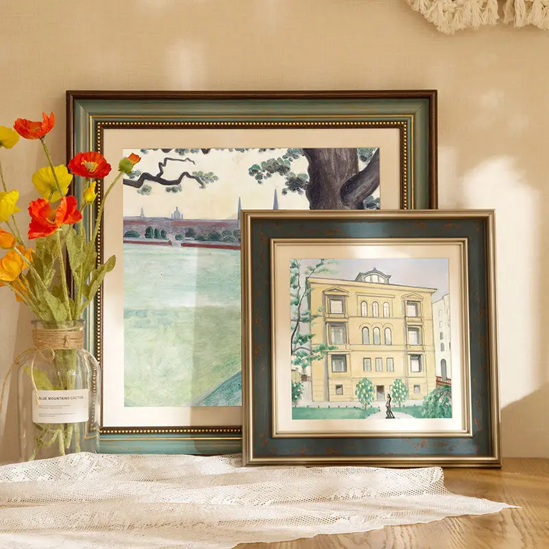 Large Photo Frame Square American Retro Oil Painting Frame 6/7/8/10/12