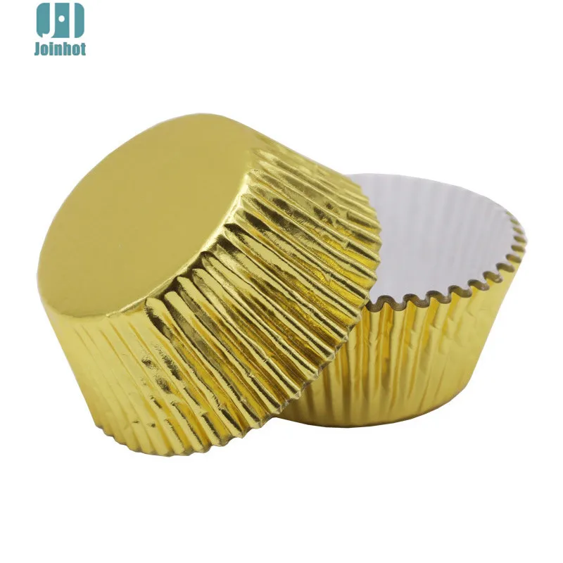 Hot 100 pcs/lot Pure Color Gold Paper Cupcake Liners Cupcake wrappers