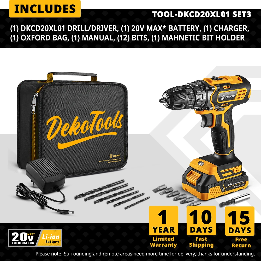 DEKO 20V MAX Cordless Drill Power Tools Wireless Drills Rechargeable Drill Set for Electric Screwdriver Battery Driller Tool mini spray gun Power Tools