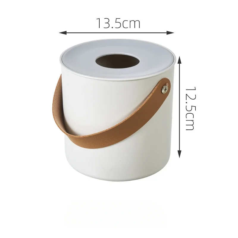 Portable Household Tissue Box Round Square Napkin Storage Box for Table Top of Tea Table Restaurant Modern Simplicity White 6