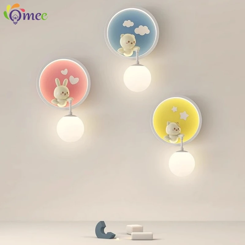 Cute Girl Wall Lamps LED Pink Children's Room Princess Room Bedside Lamp Modern Warm baby Room Nursery Girl Bedroom Wall Lights