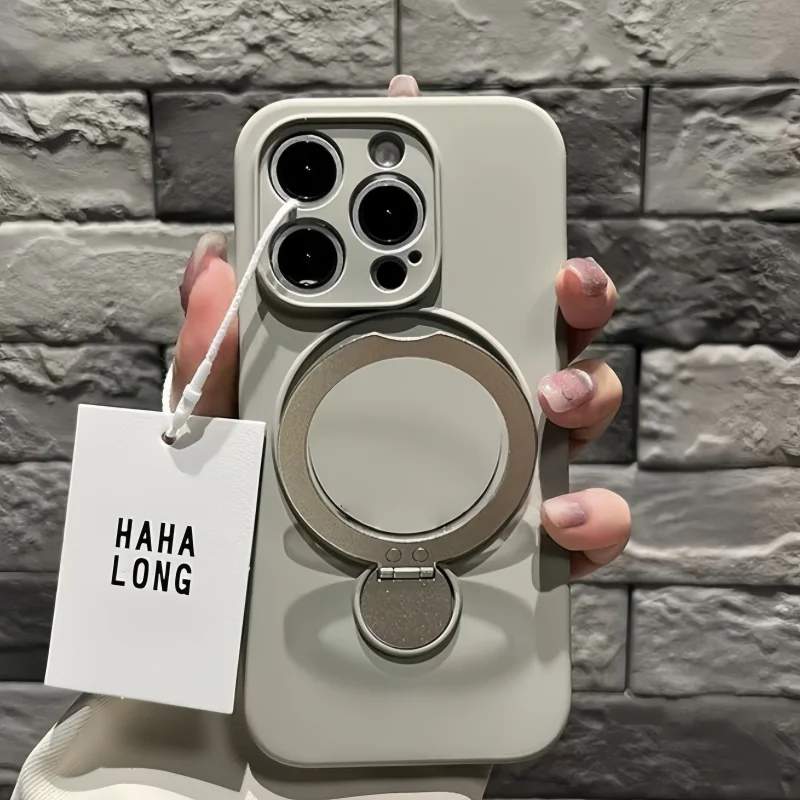 Enhanced Silicone Magnetic Case with 360° Rotating Ring Holder and Kickstand