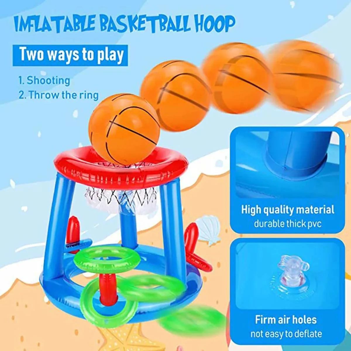 Inflatable Ring Throwing Ferrule Game Floating Basketball Hoop Interactive Water Sport Toy Party Favor Beach Fun Pool accessory 2