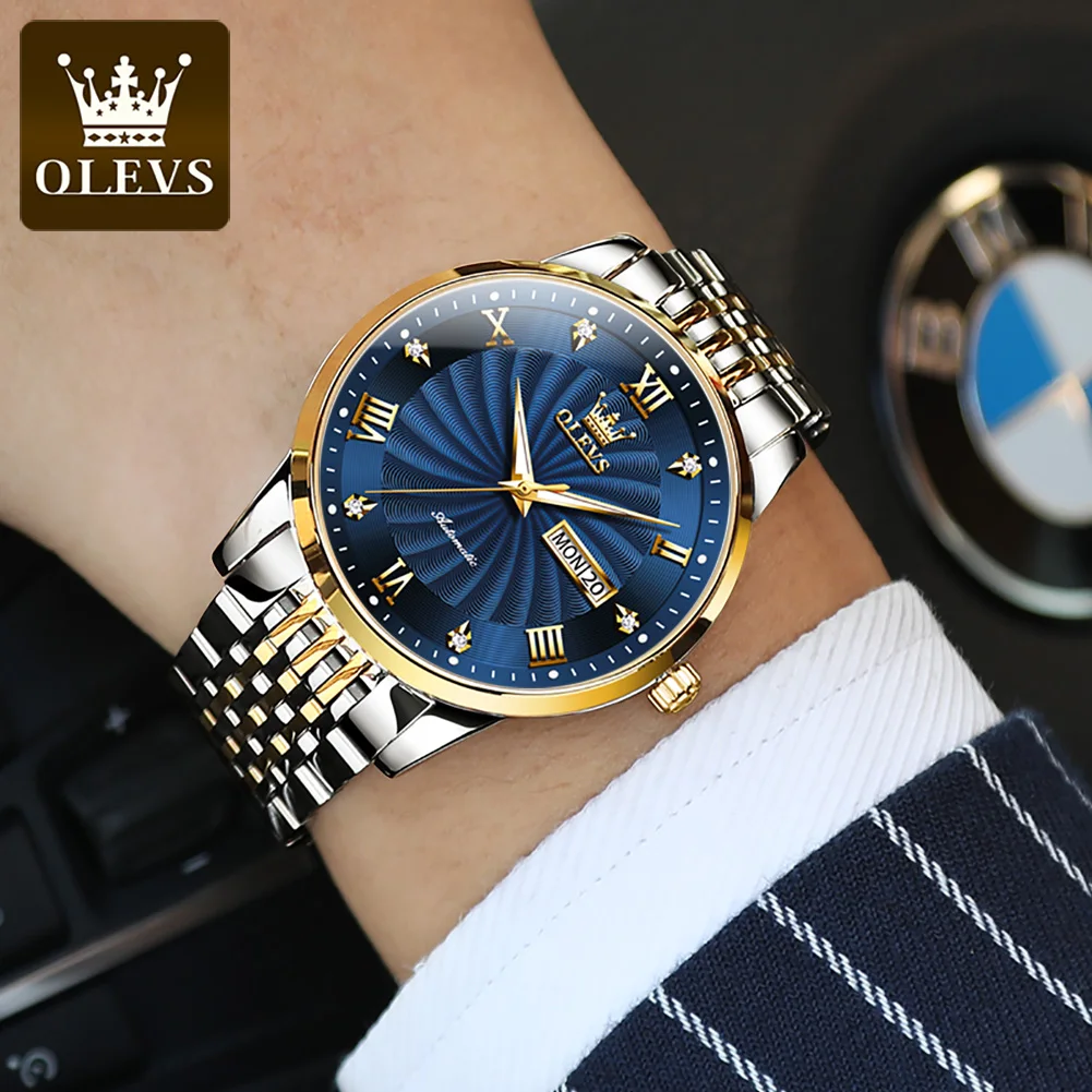 OLEVS 6630 Stainless Steel Strap Business Watches For Men Waterproof Automatic Mechanical Men Wristwatch Luminous  reloj hombre