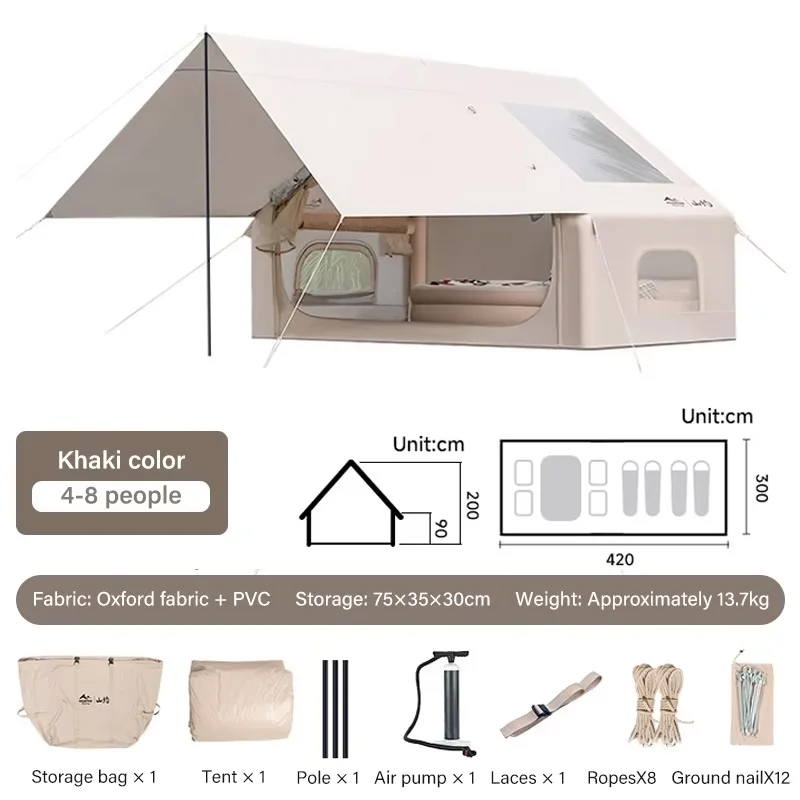 2025 New 2-in-1 Auto Inflatable Tent with Sunshade Waterproof Lightweight Pop-Up Camping Tent for Overnight Outdoor Instant Shel