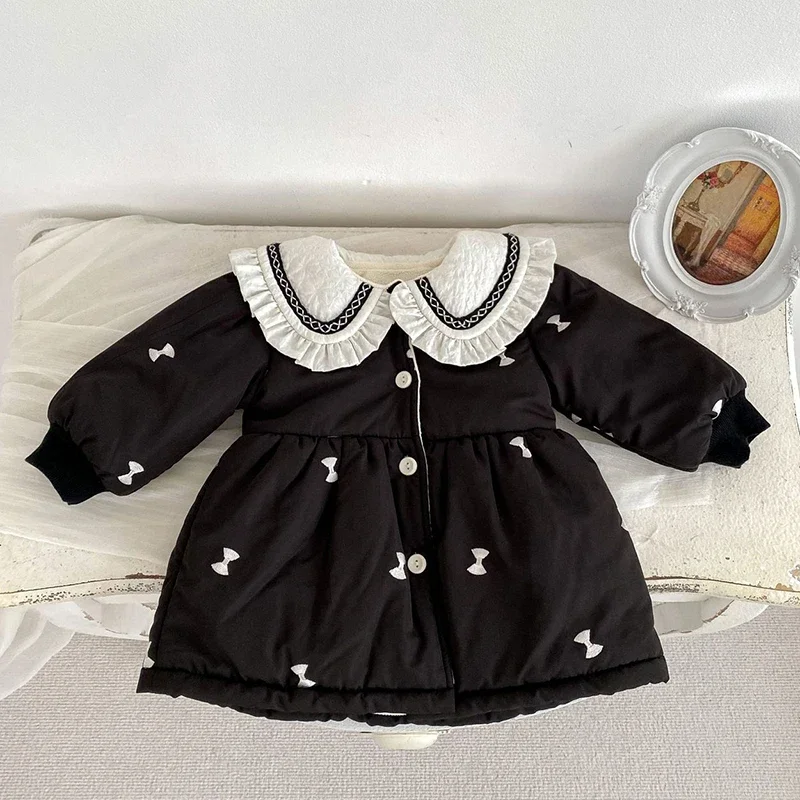 New Winter Toddler Baby Girl Jacket Newborn Baby Girls Thick Coat Long Sleeved Embroidery Children Thick Warm Clothes