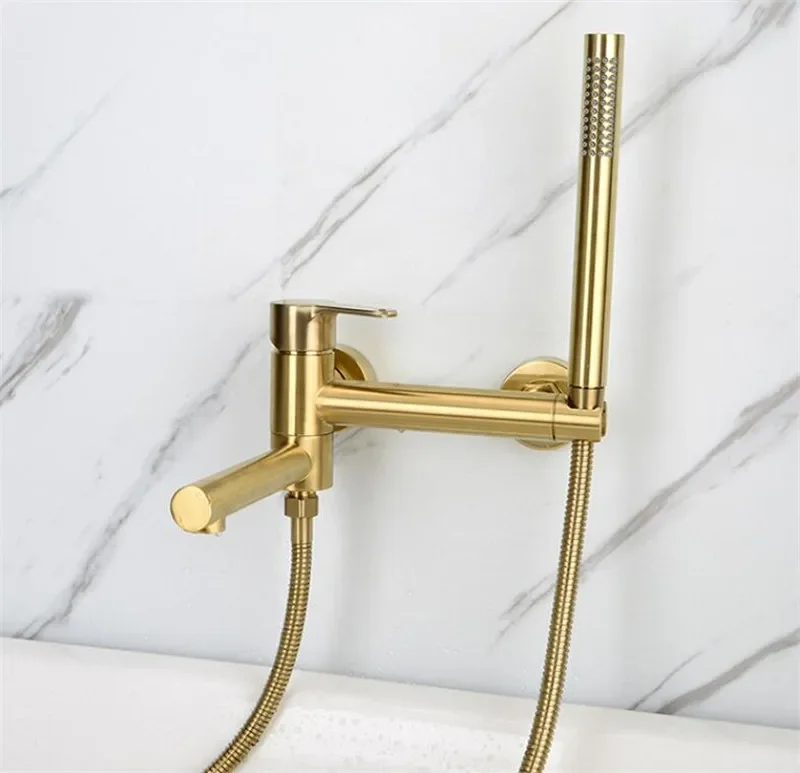 Description Picture 3 of itemBathtub Shower Set Wall Mounted Brushed Gold Rotatable Bathtub Faucet,Bidet  Bathroom Bath &Shower Mixer Tap Brass