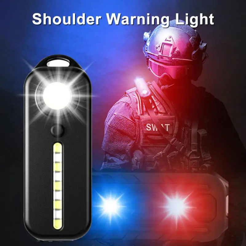 USB Rechargeable Red and Blue LED Safety Torch with Clip