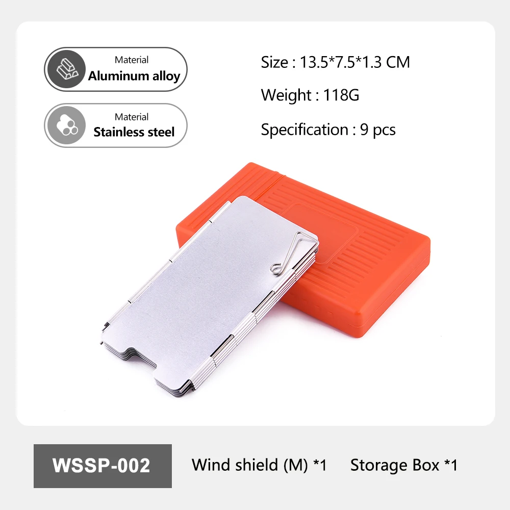 Camping Wind Shield Portable Camping Wind Shield Aluminum Alloy Stainless Steel 9pcs Windproof Stove Screen Storage Box for Outdoor Cooking
