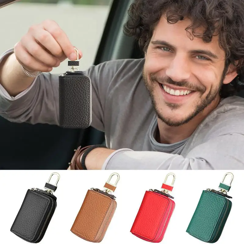 

Car Key Fob Case Leather Key Car Keys Multifunctional Double Layer Key Fob Protector Case Holder Keychain Accessories Key Fob