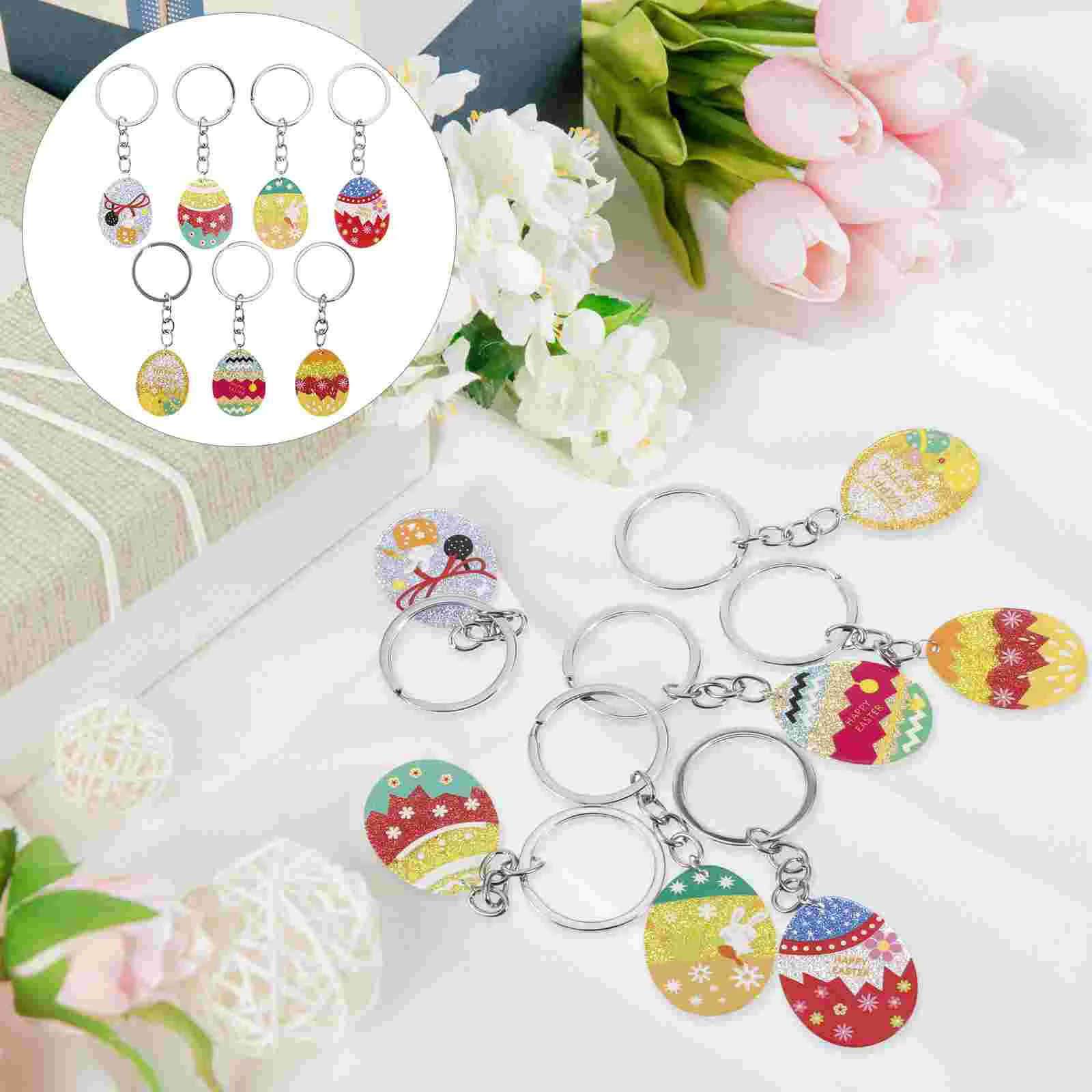 

7pcs Bag Pendant Easter Egg Keychain Backpack Pendant Purse Keychain Adorable Party Favor