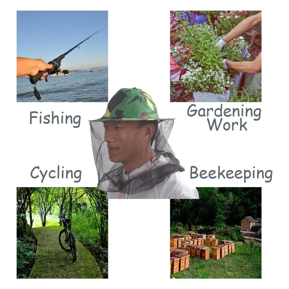 Beekeeping Hat Veil Net Cover Hat Head Net Breathable Combination, Outdoor Portable Bee Fishing Anti-bee Anti-mosquito,Bee Tools
