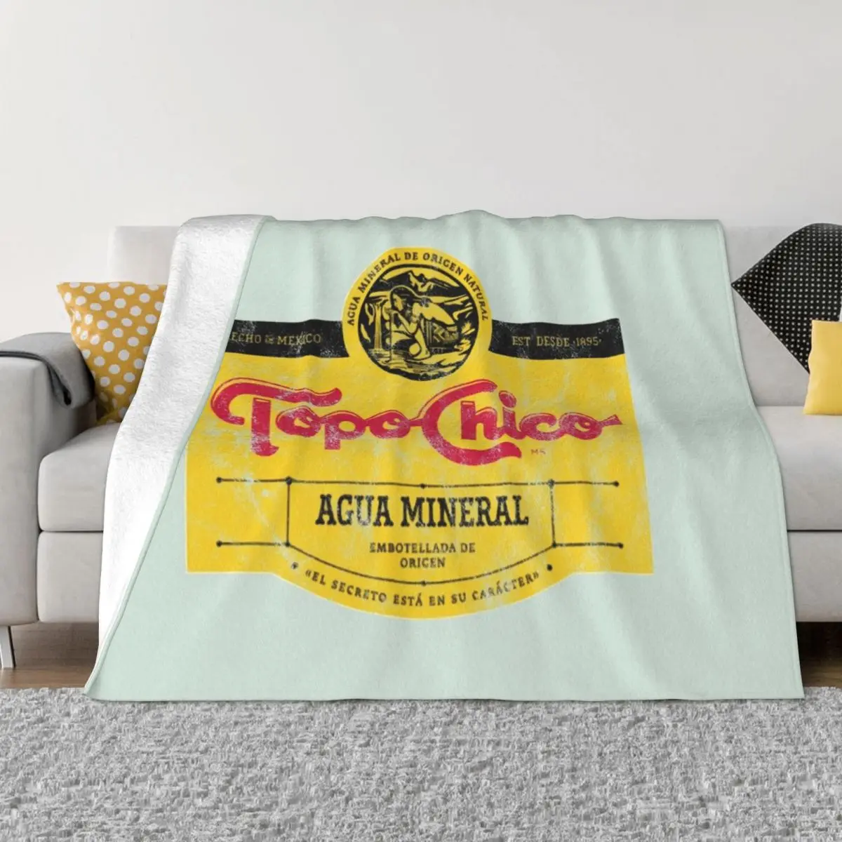 

Topo Chico agua mineral worn and washed logo (sparkling mineral water) Throw Blanket bed plaid Plaid