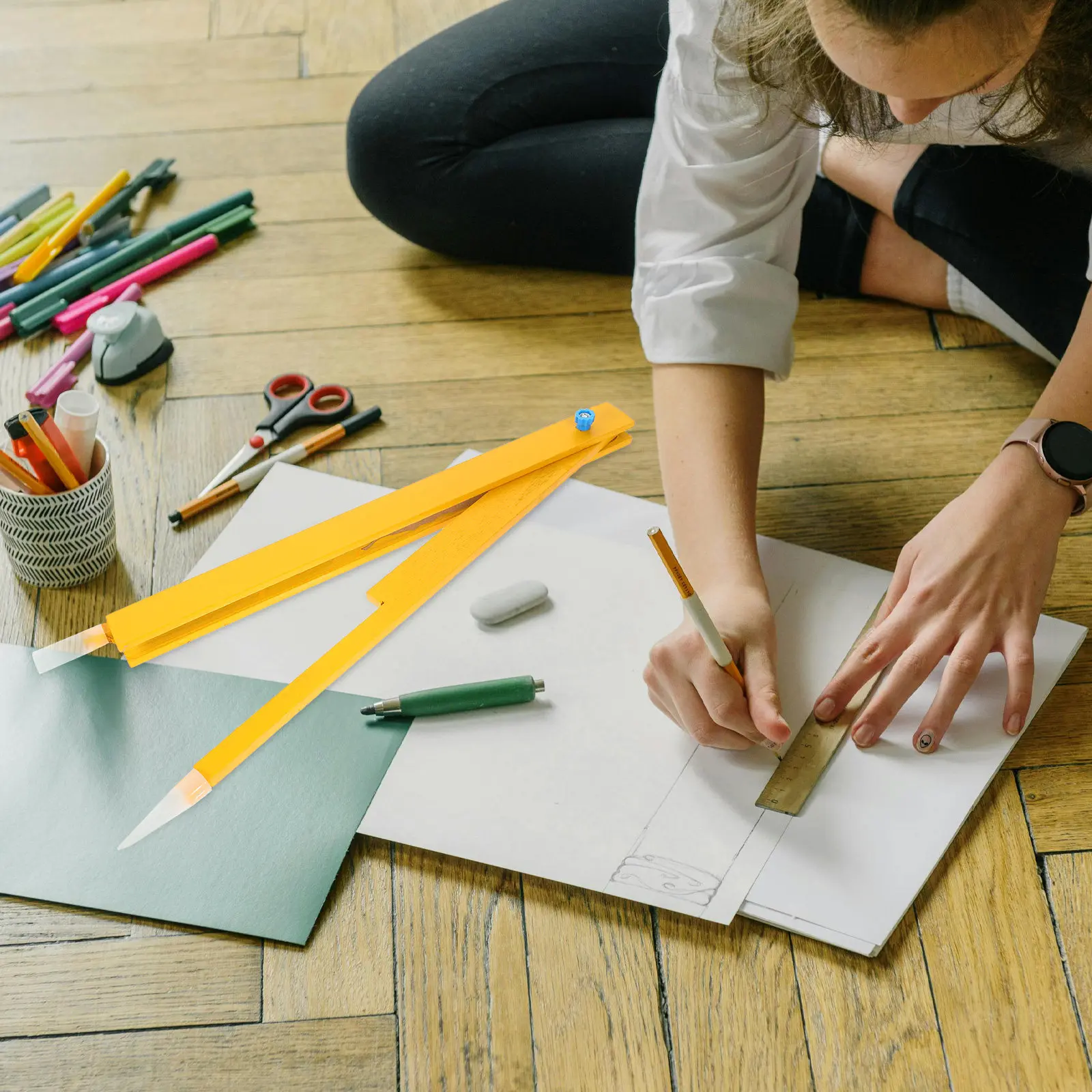 전문가용 수학 컴퍼스, 칠판용 다용도 드로잉 도구, ABS 목재 금속 재질, 기하학 학습용 컴퍼스