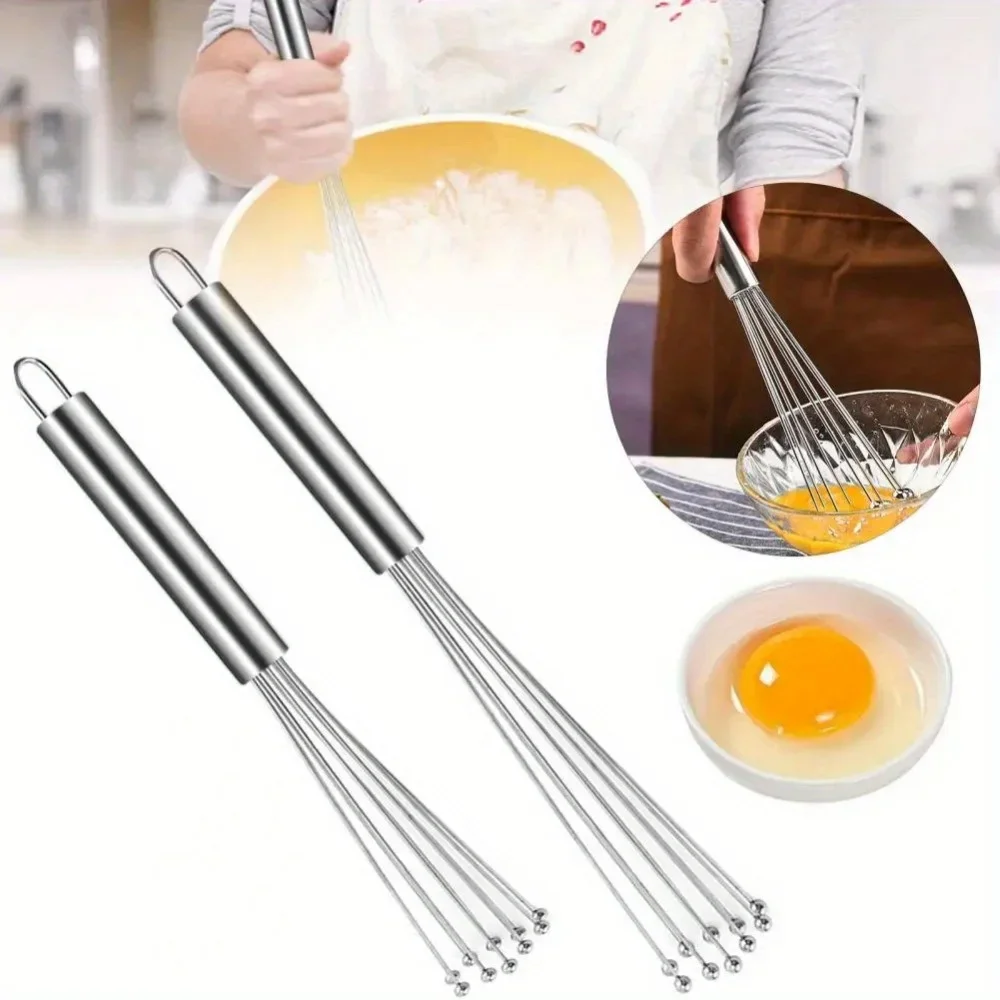 1PC Handheld Egg Beater Rust-proof Egg Wave Bead Whisk Set Handheld Cream Whisk Kitchen Baking Tools
