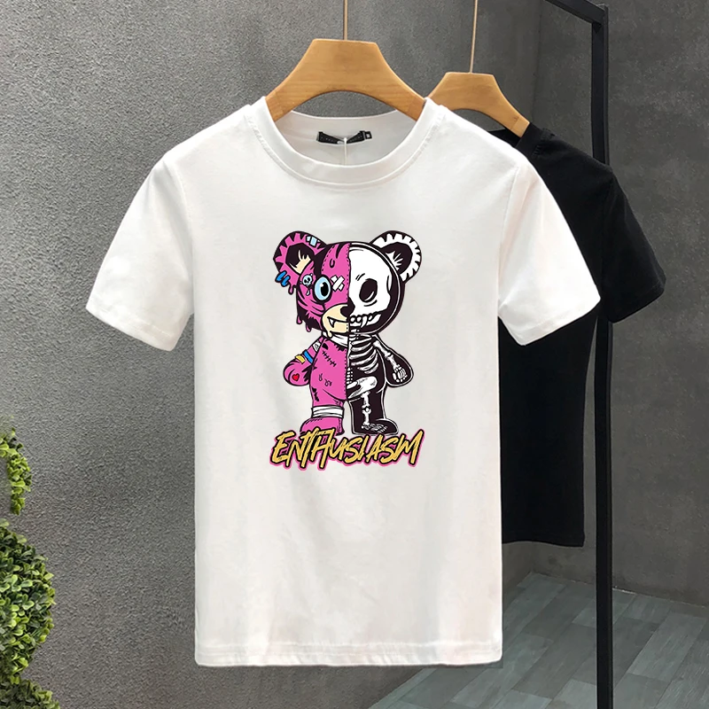 Marchio Robot Bear 100% cotone di alta qualità stampa coppia magliette estate Haruku per uomo/donna manica corta T-shirt taglia asiatica_voghion.com