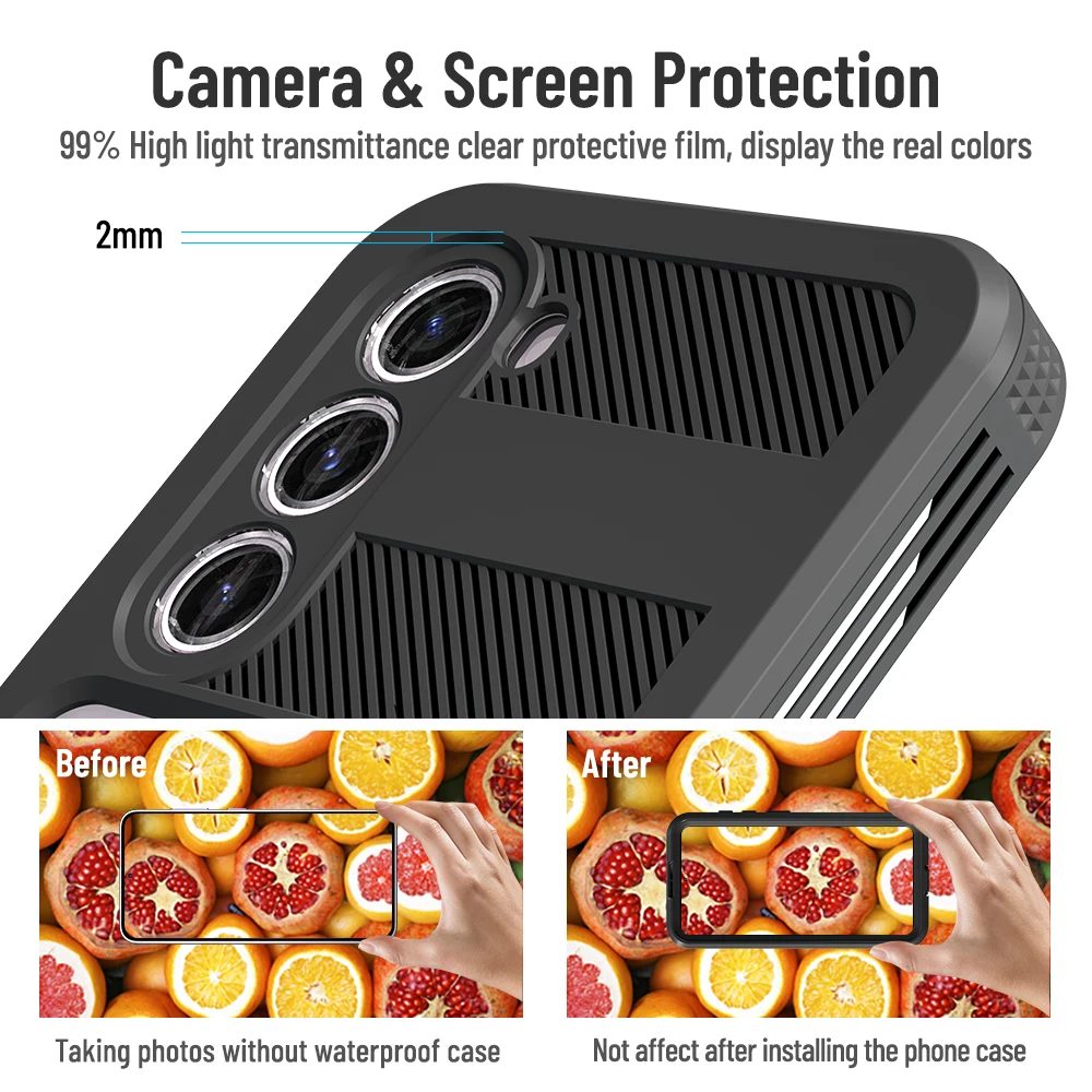 Shellbox-estojo impermeável para Samsung S23 Plus, tela