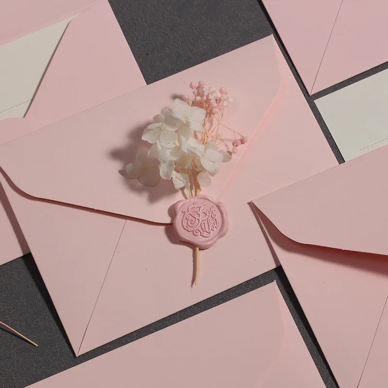 5pcs/set Solid Pink Paper Envelopes Letter Pads Cover Kawaii Invitations Card Postcards Cover Korean Stationery Office Supplies 45 sheets kraft paper memo pads vintage foldable envelopes letter writing message notes postcards invitation card cover office