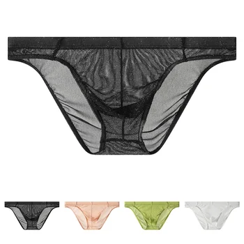 Slip intimo sexy da uomo Vedi attraverso il sacchetto Slip intimo Mutande sexy con sacchetto U-convesso traspirante a vita bassa