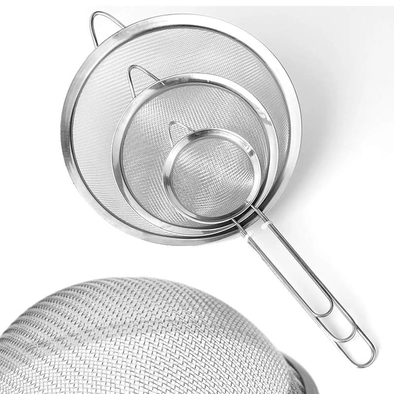 Stainless Steel Fine Mesh Strainers Oil Strainer Colanders 6.611.8cm Flour Colander Sifter