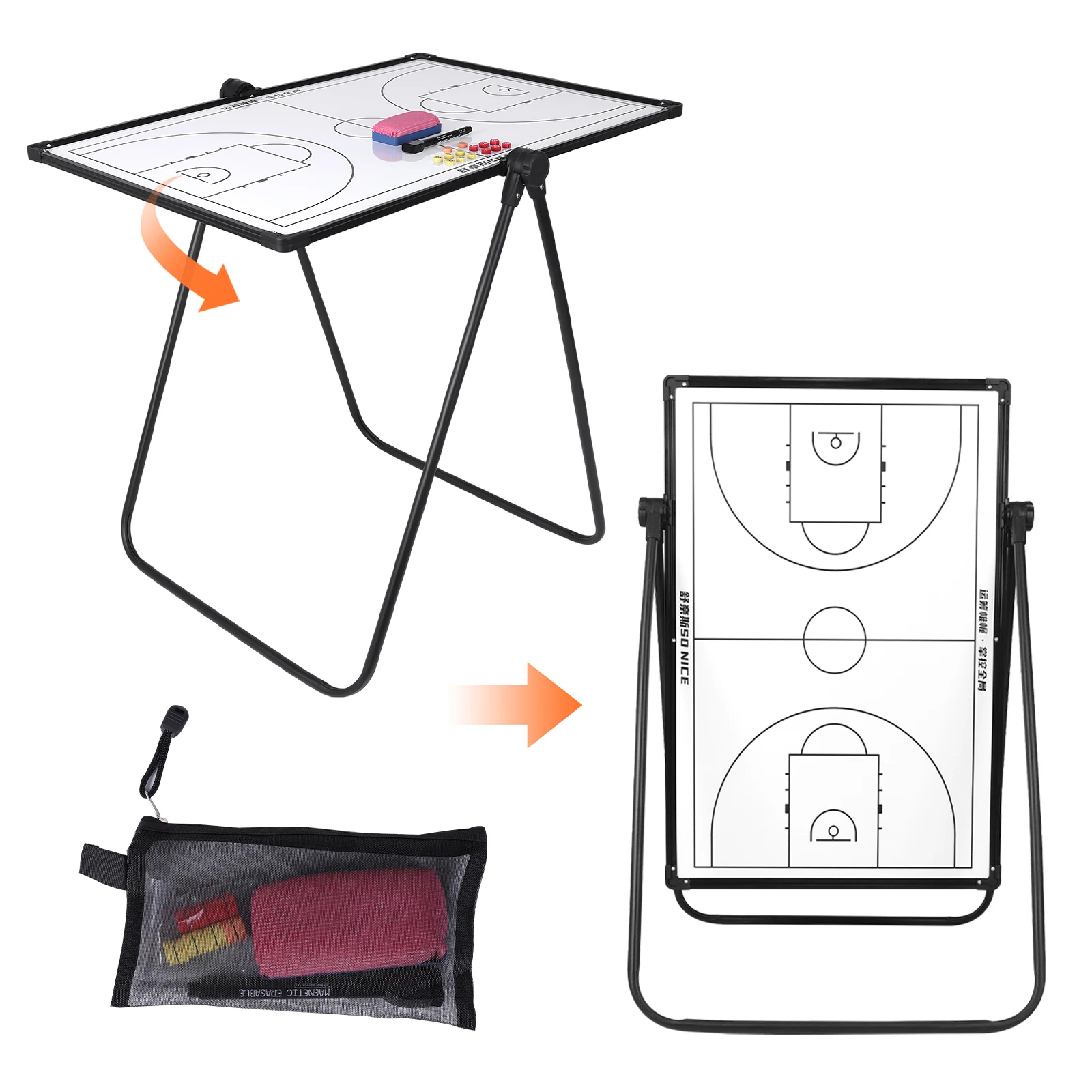 Portable Football Clipboard with Markers Eraser Magnet Strategic Board Multi-Purpose for Basketball Soccer Volleyball Coaches