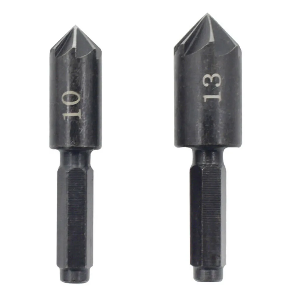 2pcs Countersink Drill Bit 7 Flute Metal Woodworking Drill Bit 1/4inch Hex Shank Metal Chamfer Drilling Bit Remove Burr Tools