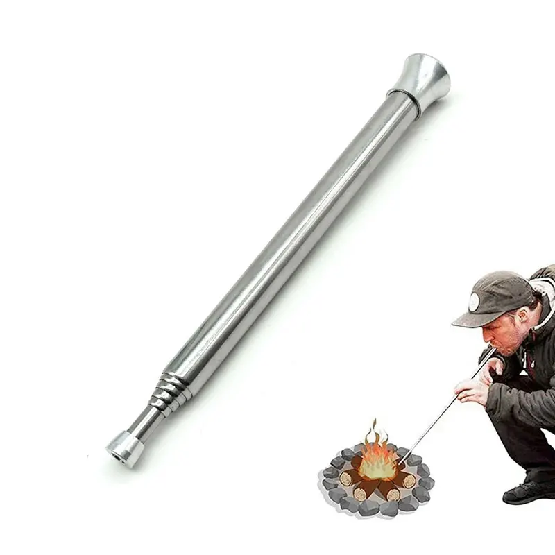 Feuers tab Rohr Mund Blasrohr Outdoor Edelstahl Teleskop Feuer gebläse Mini tragbare Camping Kochen Blasen Schlag Feuer