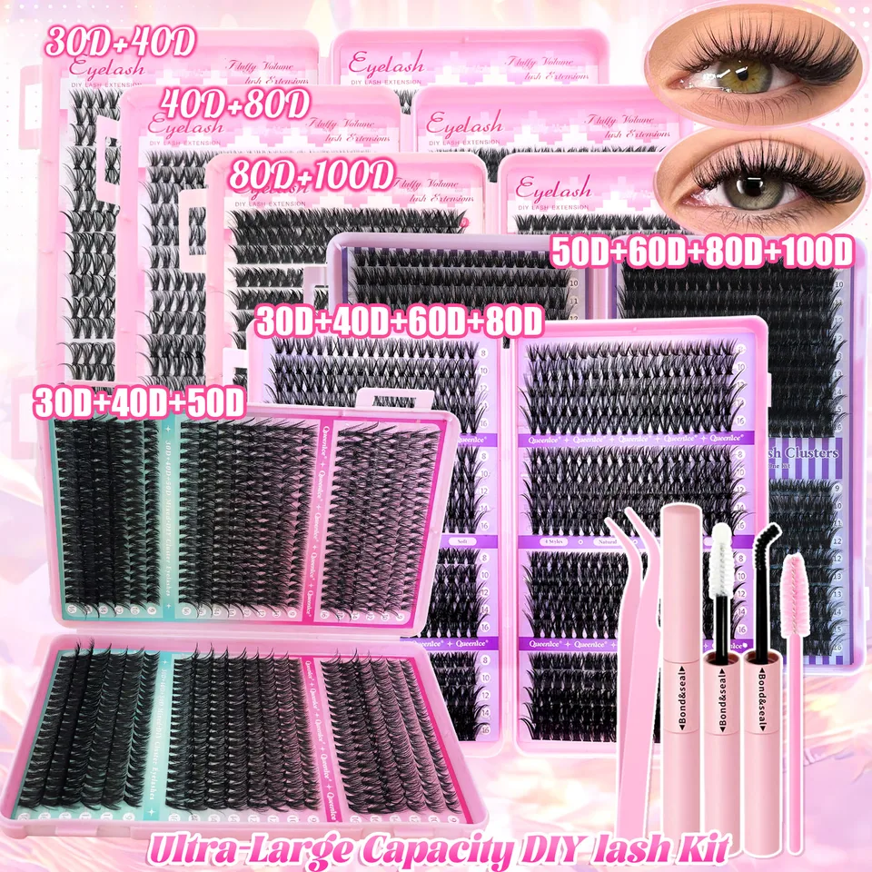 DIY wimperverlenging, wimperclusters, individuele wimpers 9-16 mm met bonding en seal, luchtige, natuurlijke wimpers._voghion.com
