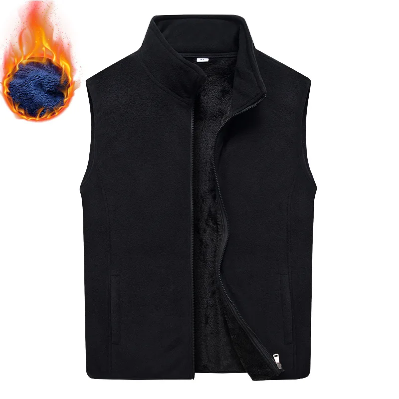 Gilet chaud sans manches laine mouton cachemire automne pêche col montant décontracté oversize homme