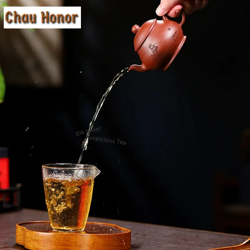 170ml Boutique Yixing Purple Clay Teapots Handmade Pyriform Pot Raw Ore Mud Tea Soaking Kettle Chinese Zisha Tea Set Cafes Gift